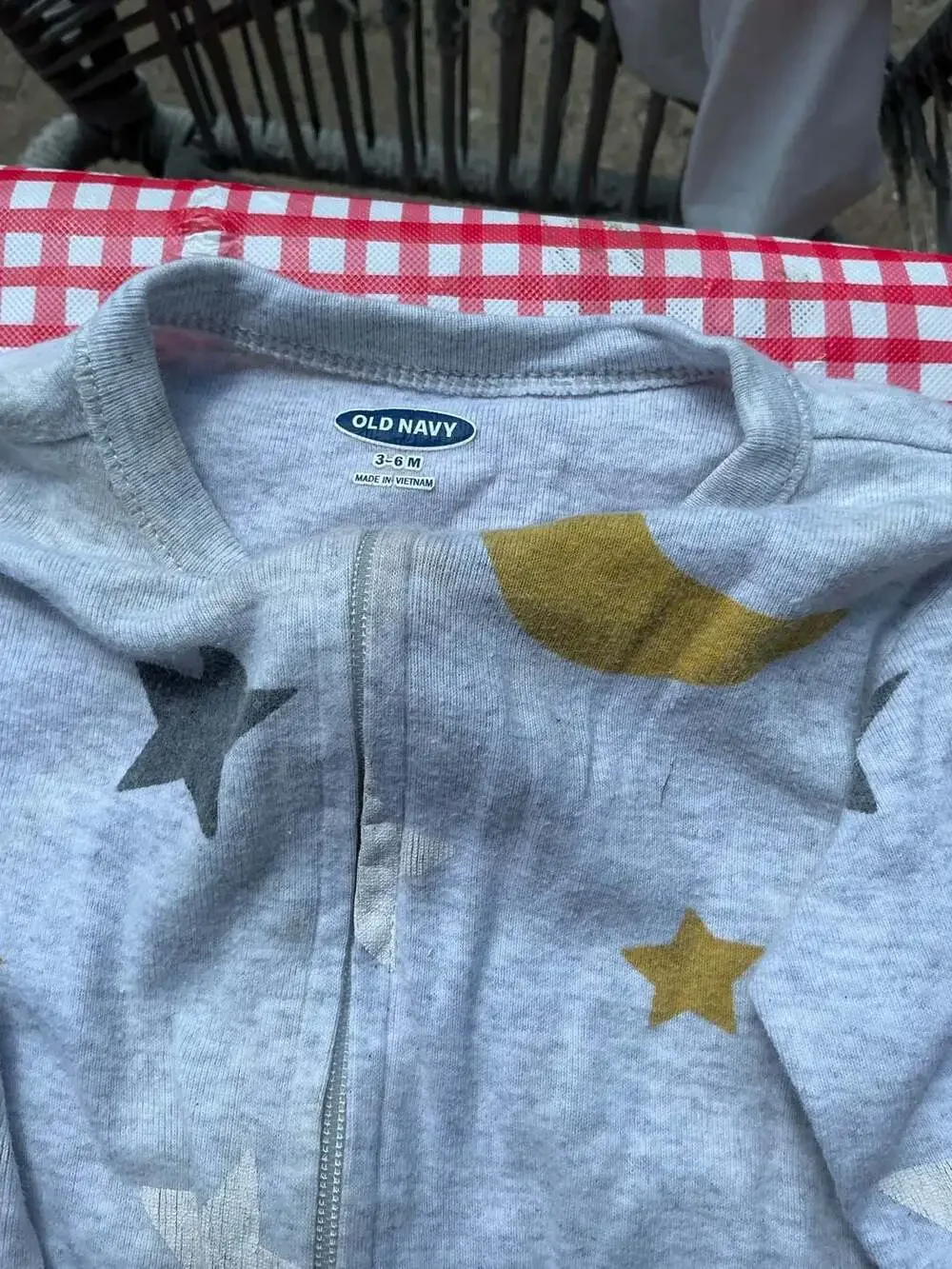 Old Navy Baby Moon and Stars Pattern Zip-Front Footed Pajamas